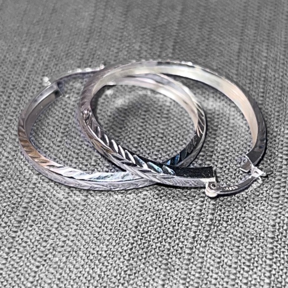 Sterling Silver Patterned Hoops - Picture 1 of 6